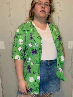 Smiley Inspired Arcade Carpet Button-Up