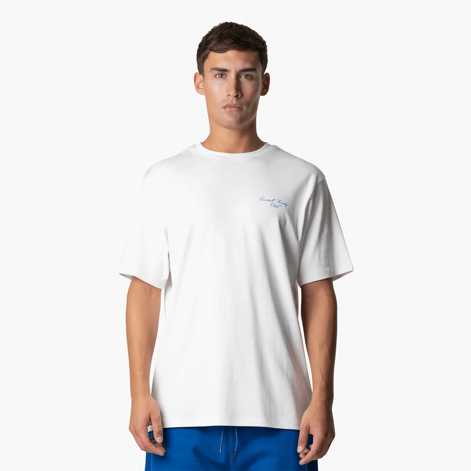 SOCIETY CLUB TEE | WHITE/COBALT