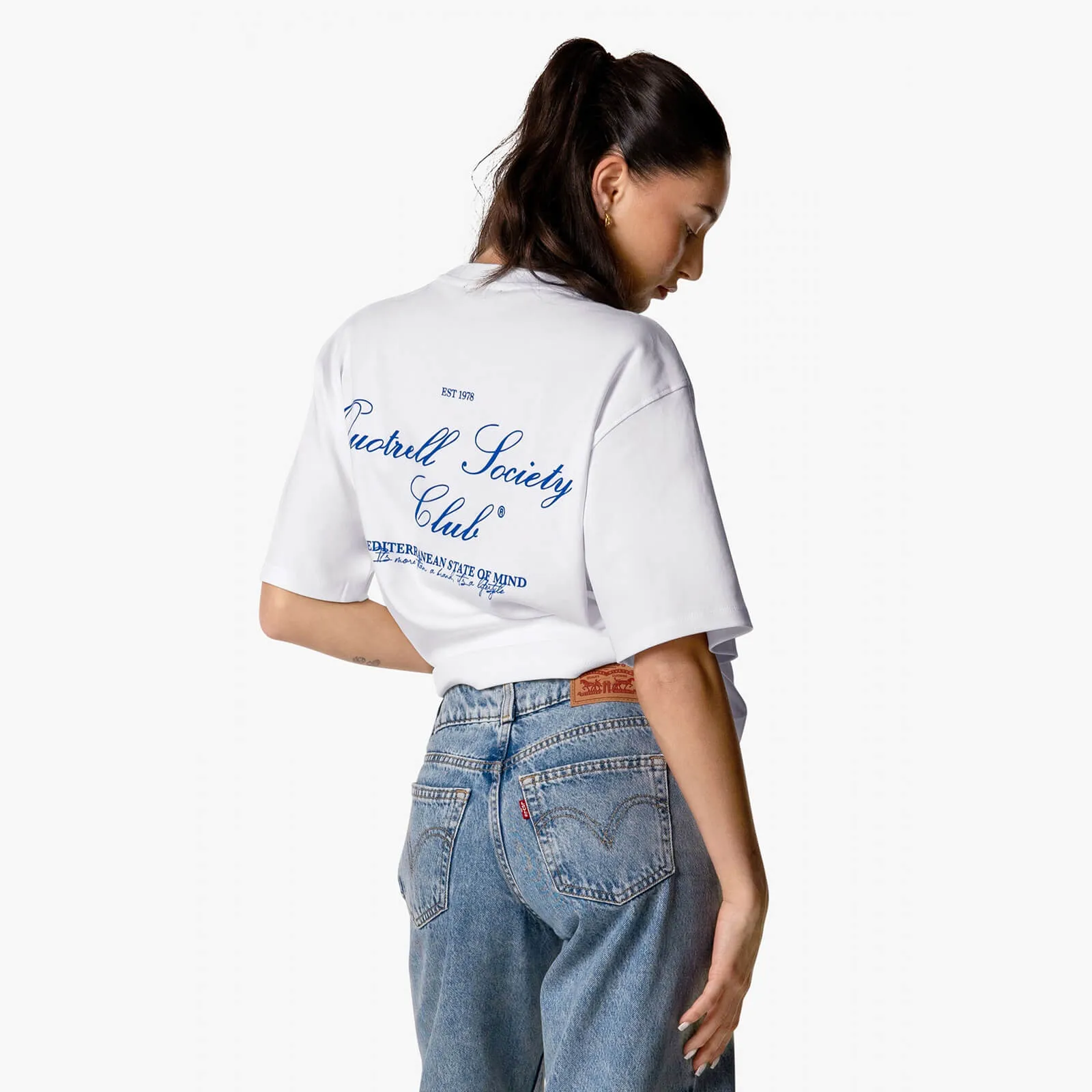 SOCIETY CLUB TEE | WHITE/COBALT