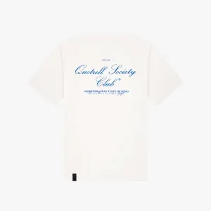 SOCIETY CLUB TEE | WHITE/COBALT