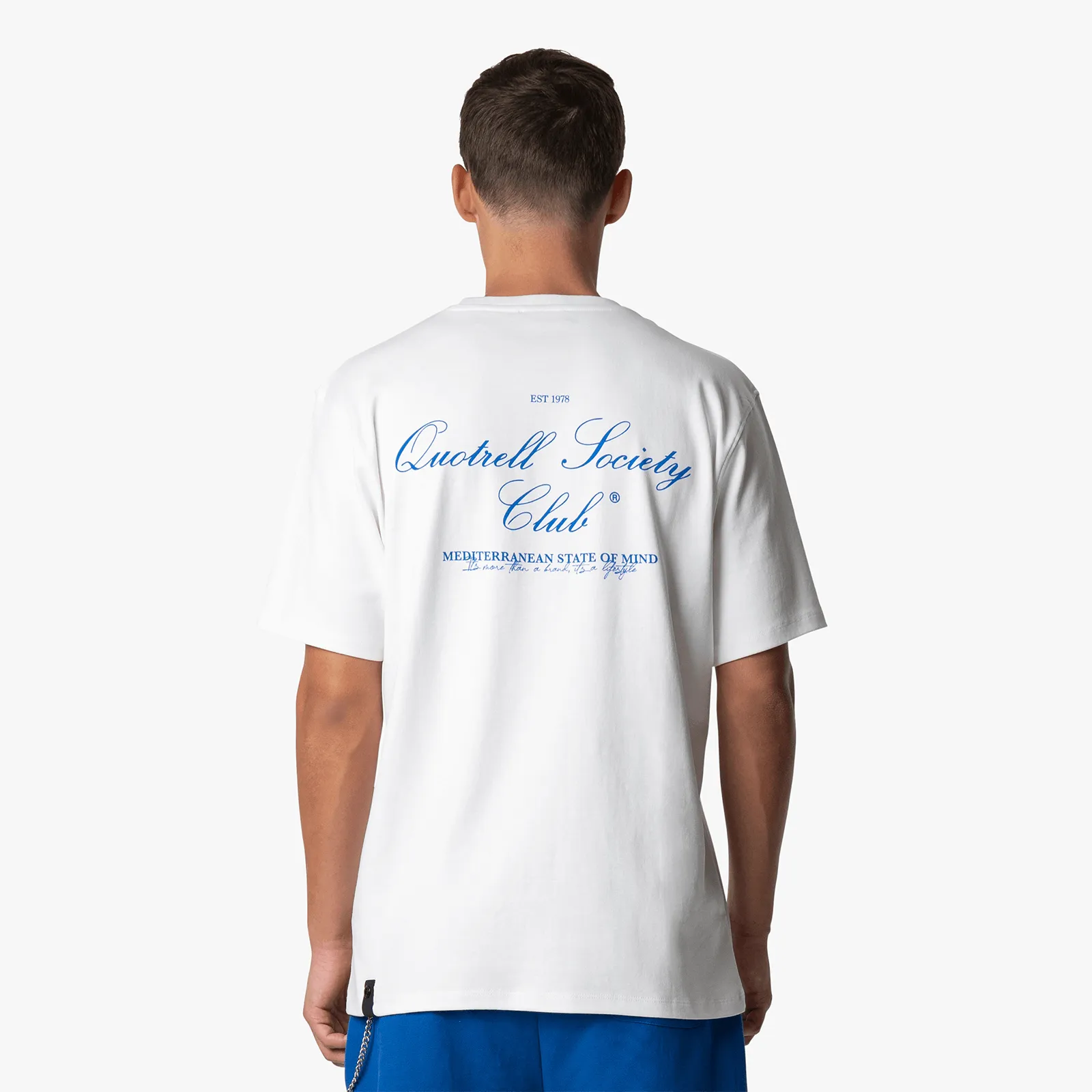 SOCIETY CLUB TEE | WHITE/COBALT