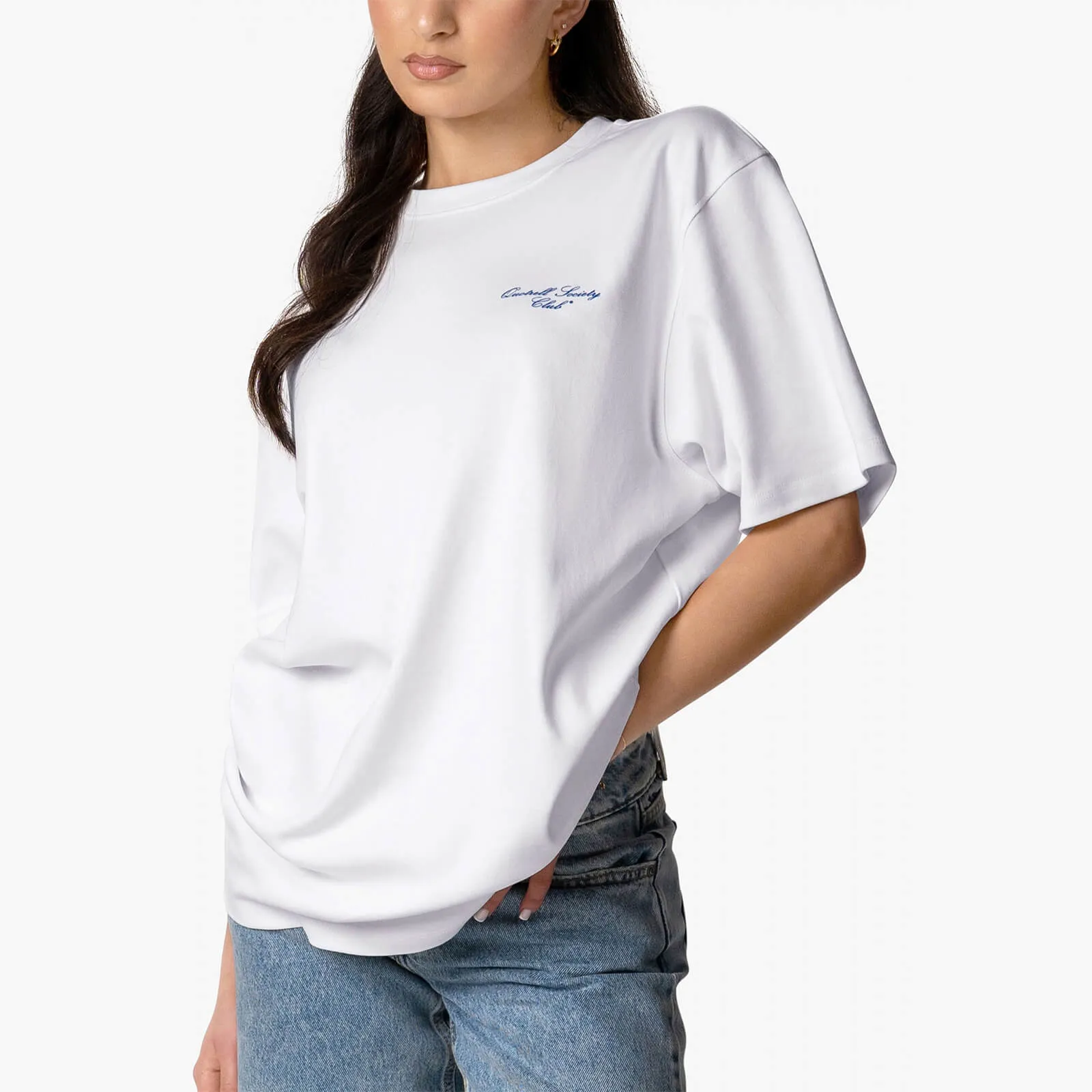 SOCIETY CLUB TEE | WHITE/COBALT