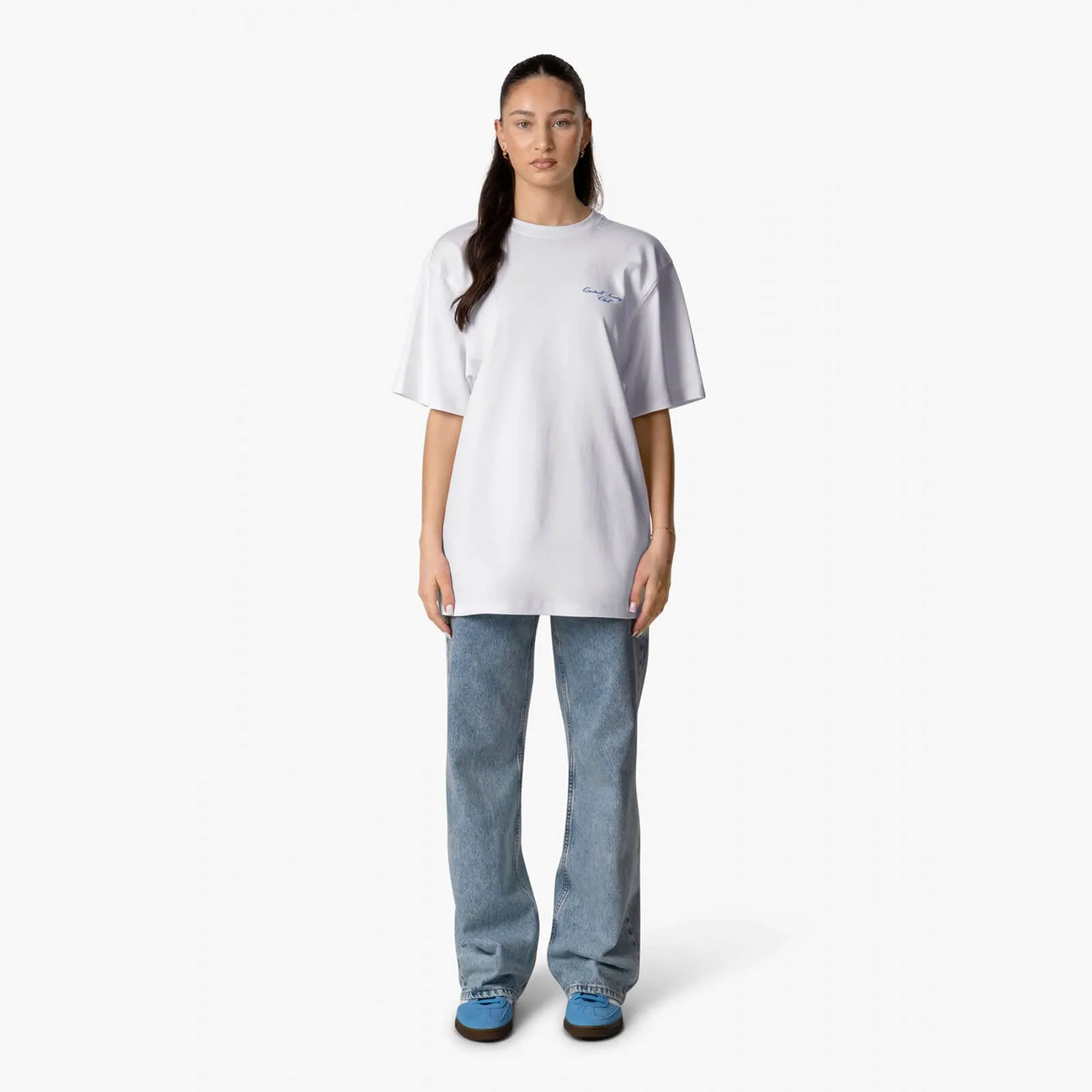 SOCIETY CLUB TEE | WHITE/COBALT