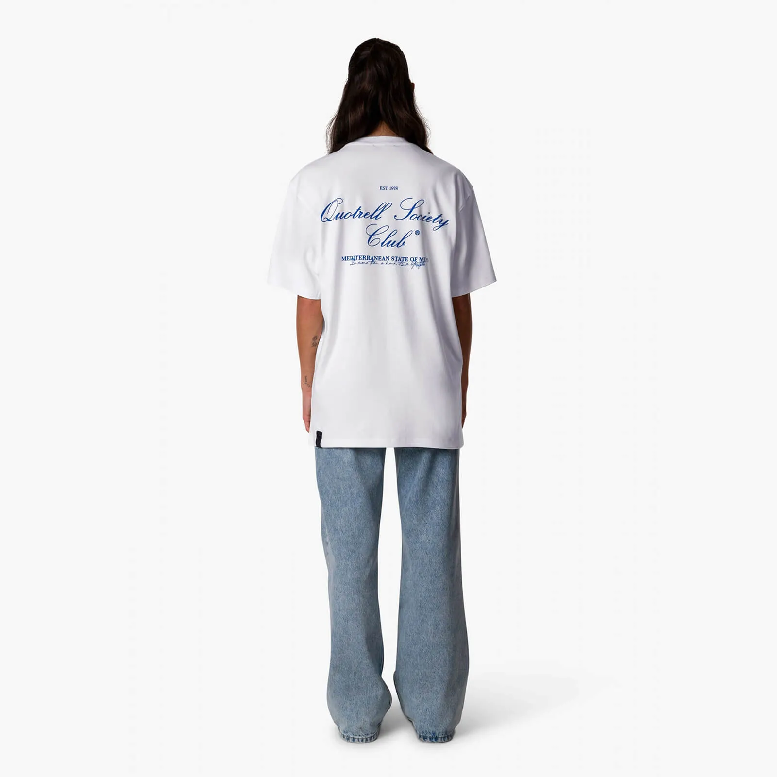 SOCIETY CLUB TEE | WHITE/COBALT