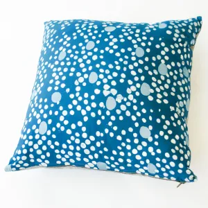 SOLD OUT Cobalt Blue Coral Dot Batik Blockprinted Cotton Pillow 22 x 22