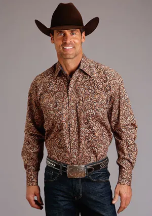 Stetson Men's Brown Paisley Long Sleeve Snap Shirt