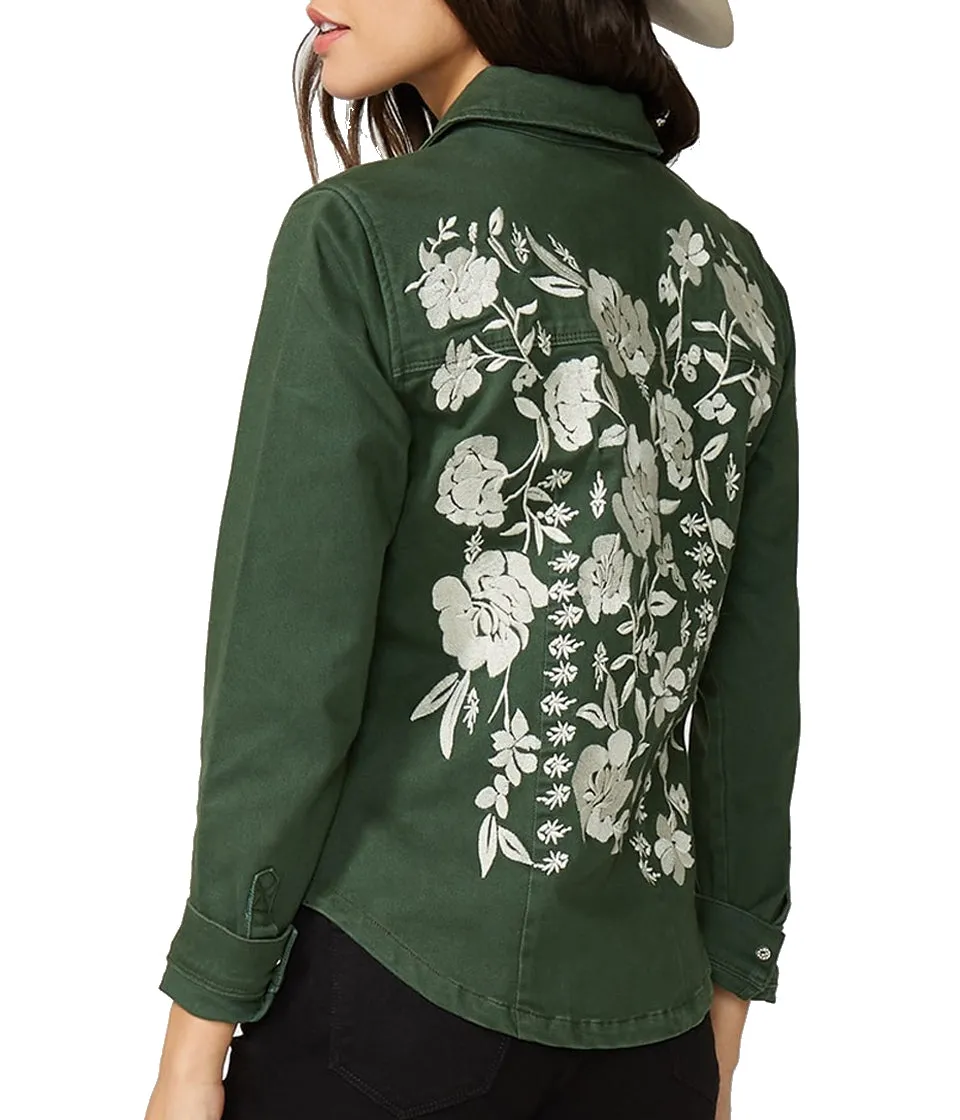 Stetson© Women's Olive Twill Embroidered Shirt