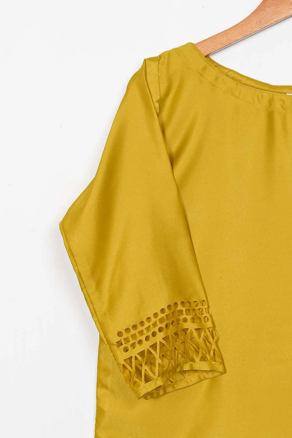 STP-074A-Yellow - 2Pc Silk Laser Cutwork With Silk Trouser
