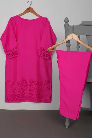 STP-074B-Fuschia - 2Pc Silk Laser Cutwork With Silk Trouser