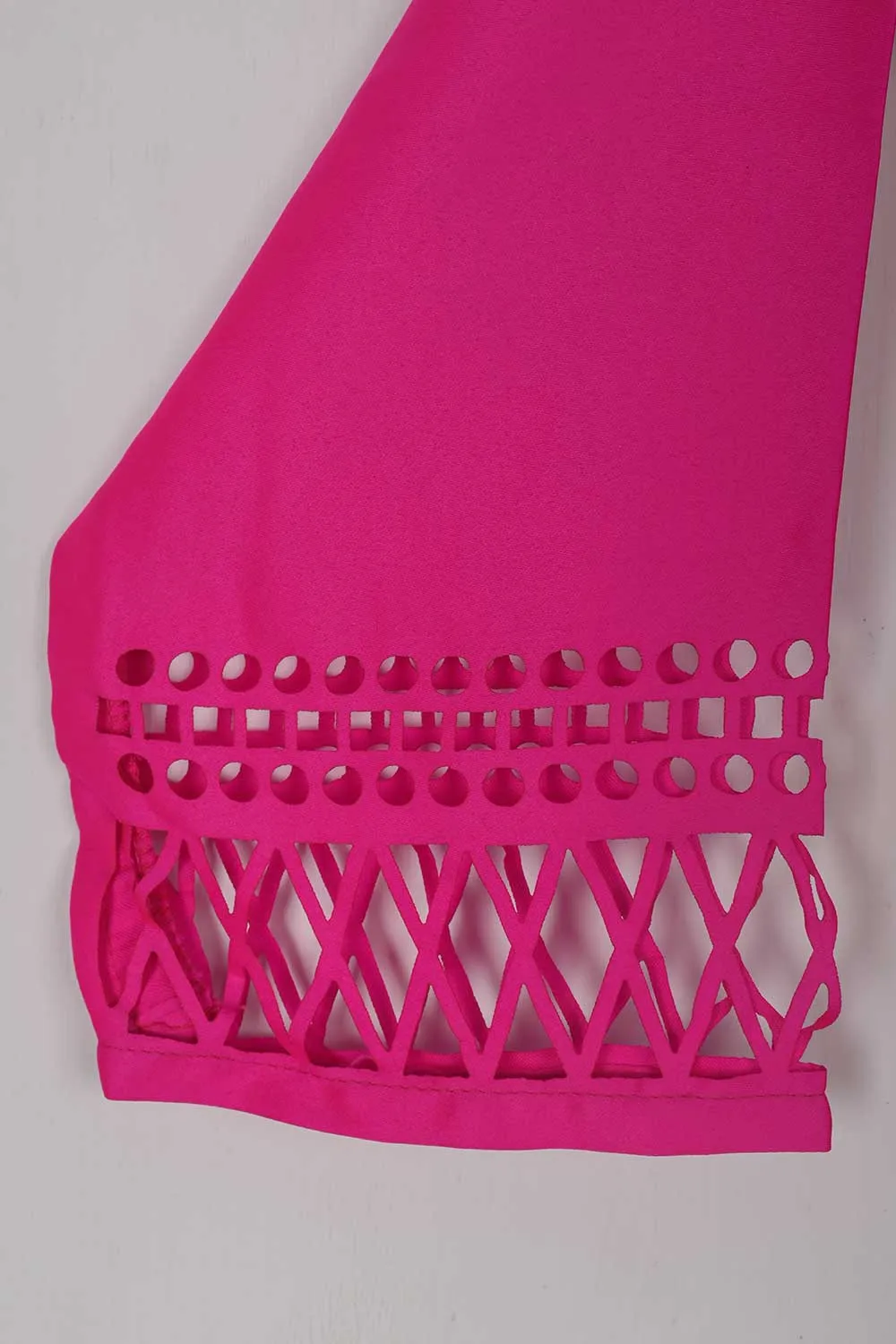 STP-074B-Fuschia - 2Pc Silk Laser Cutwork With Silk Trouser
