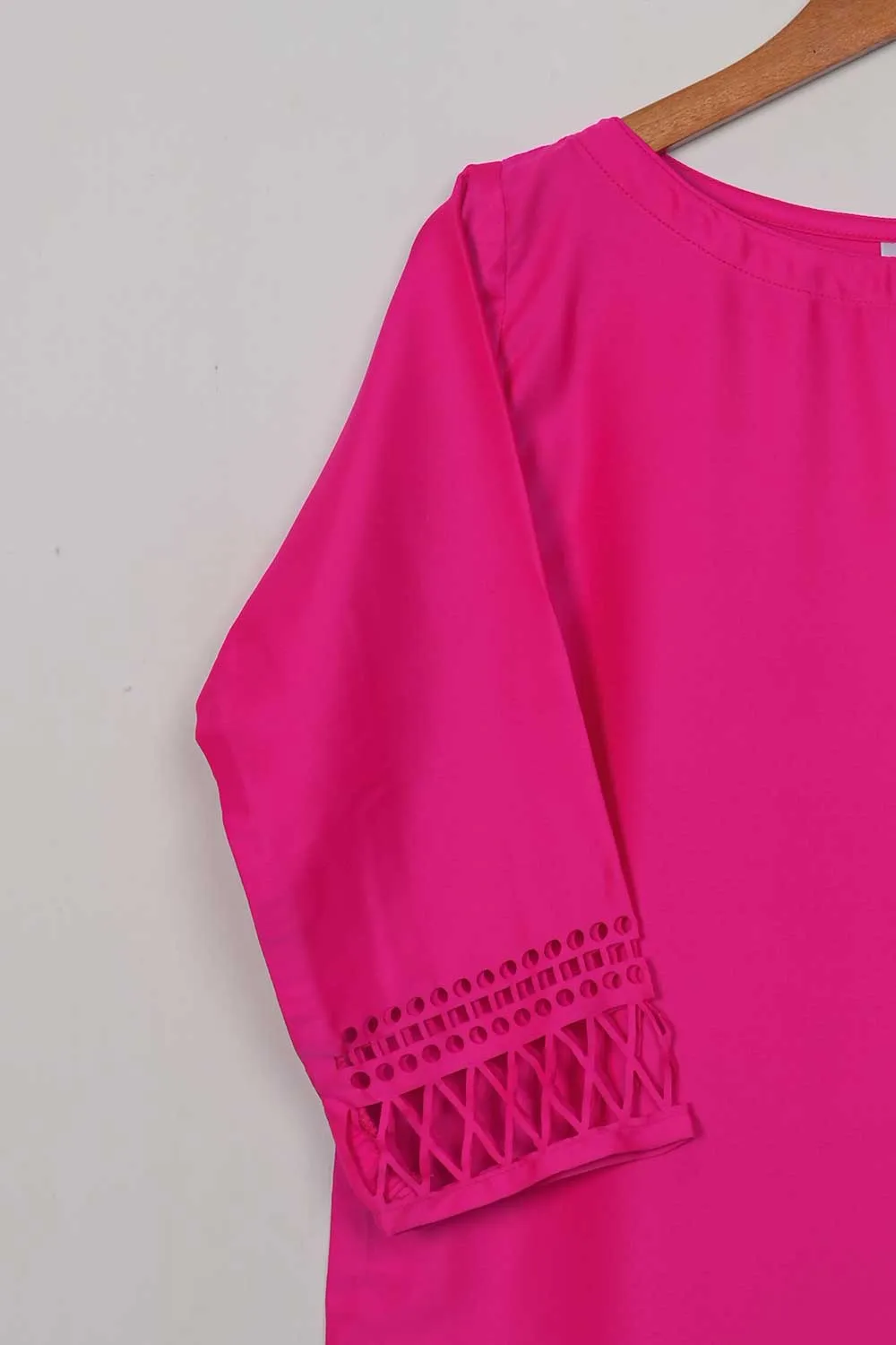 STP-074B-Fuschia - 2Pc Silk Laser Cutwork With Silk Trouser