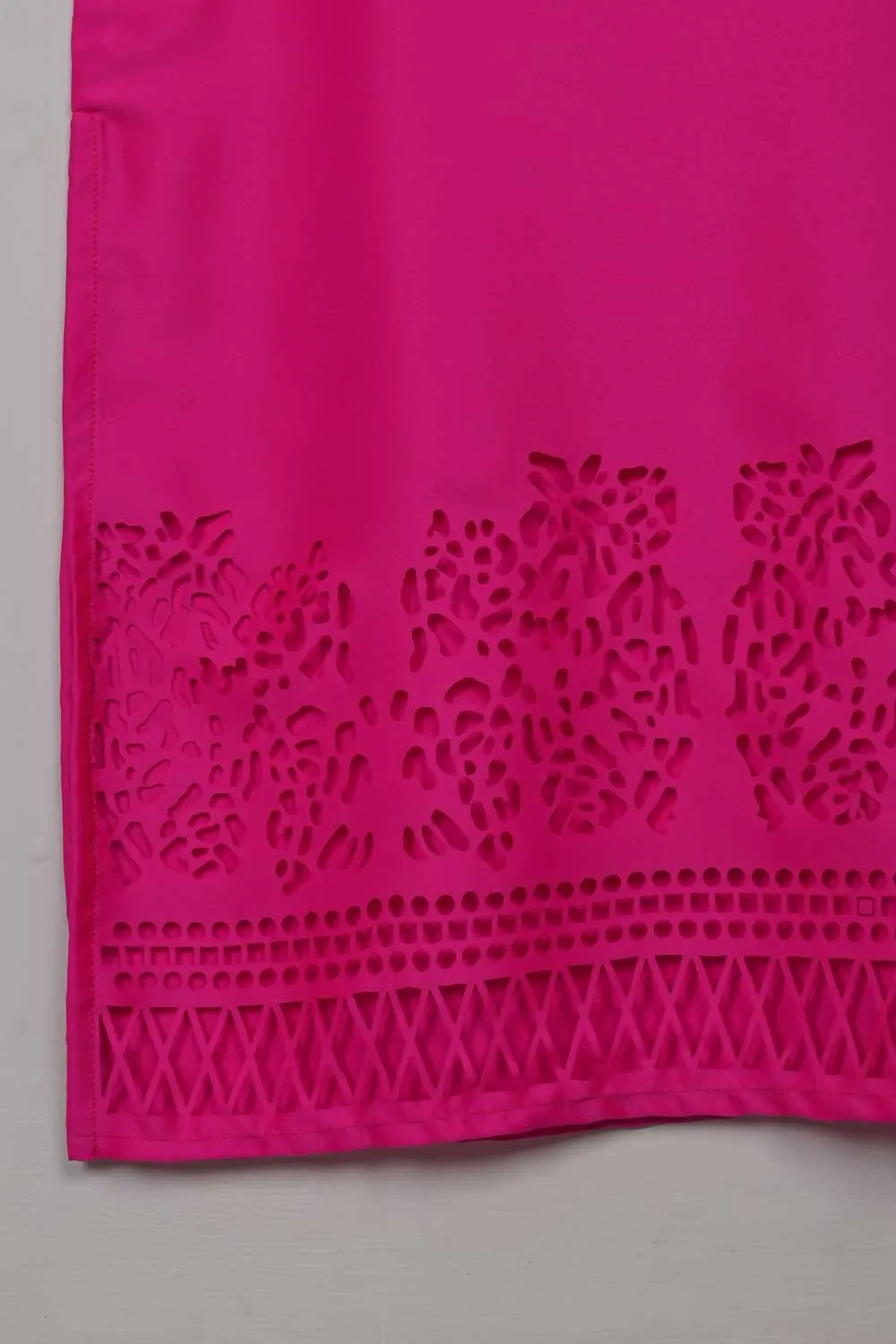 STP-074B-Fuschia - 2Pc Silk Laser Cutwork With Silk Trouser