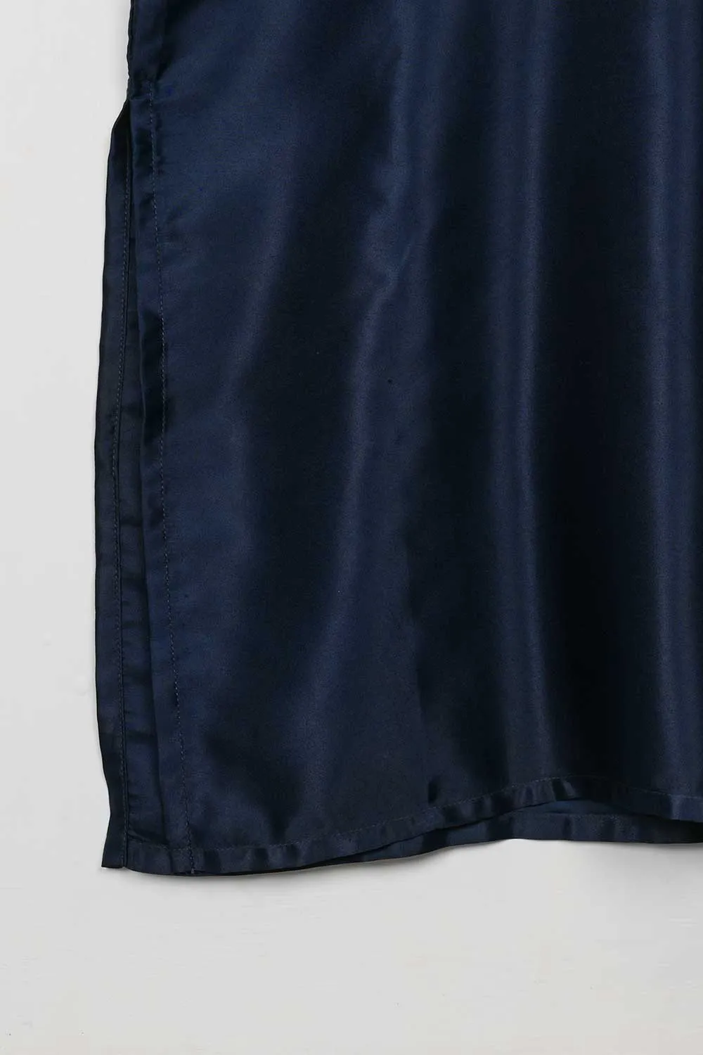 STP-076A-NavyBlue - 2Pc Silk Shirt With Silk Trouser