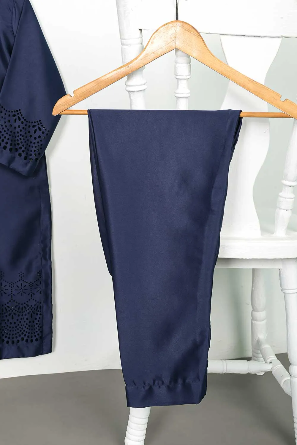 STP-096B-NavyBlue - 2Pc Silk Laser Cutwork With Silk Trouser