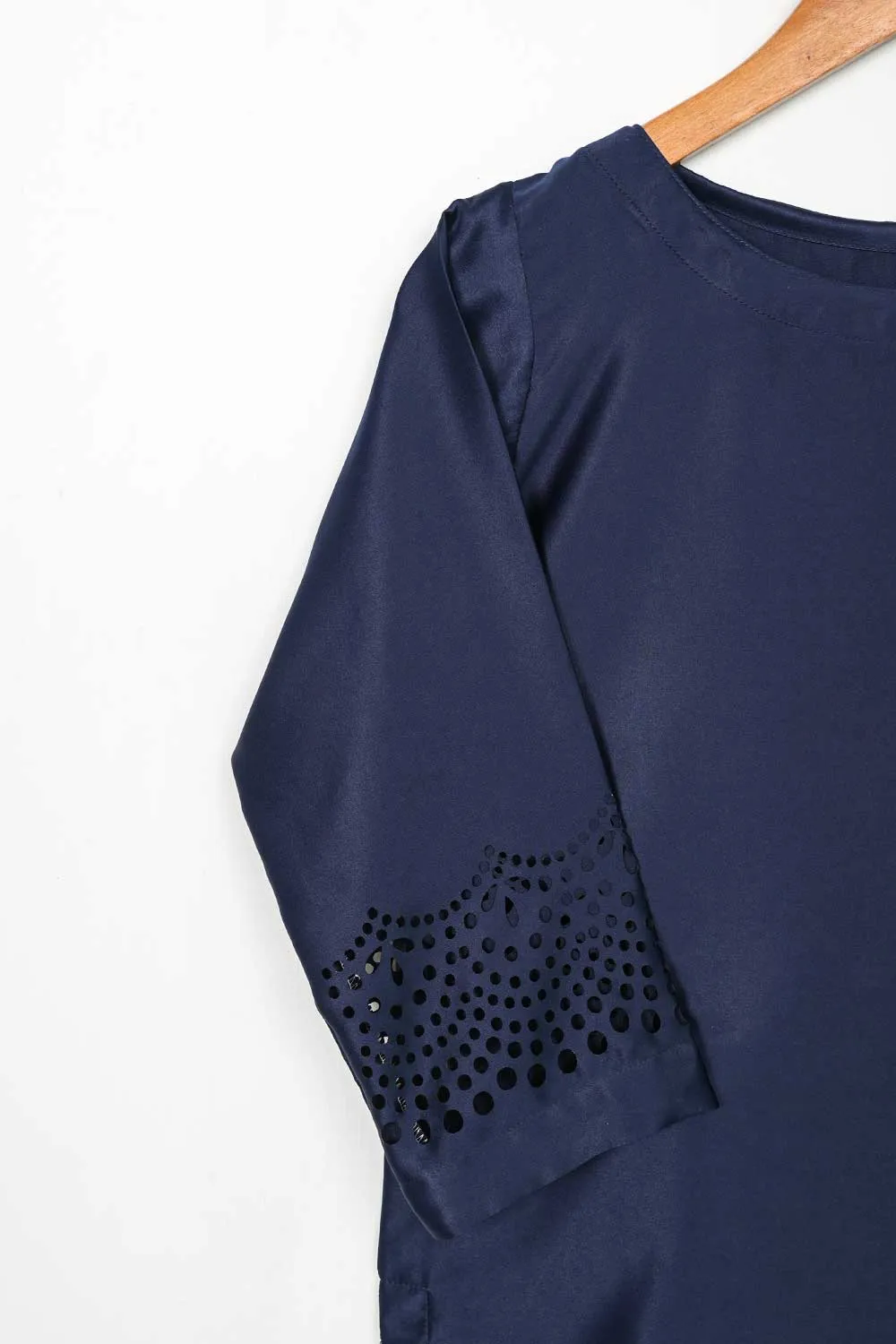 STP-096B-NavyBlue - 2Pc Silk Laser Cutwork With Silk Trouser
