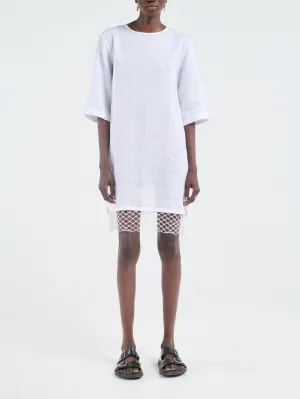T-Shirt Cocoon Dress Macrame in White