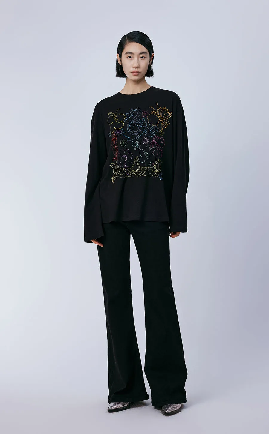T-shirt / (ESG) JNBY Long-sleeve T-shirt in Floral Pattern