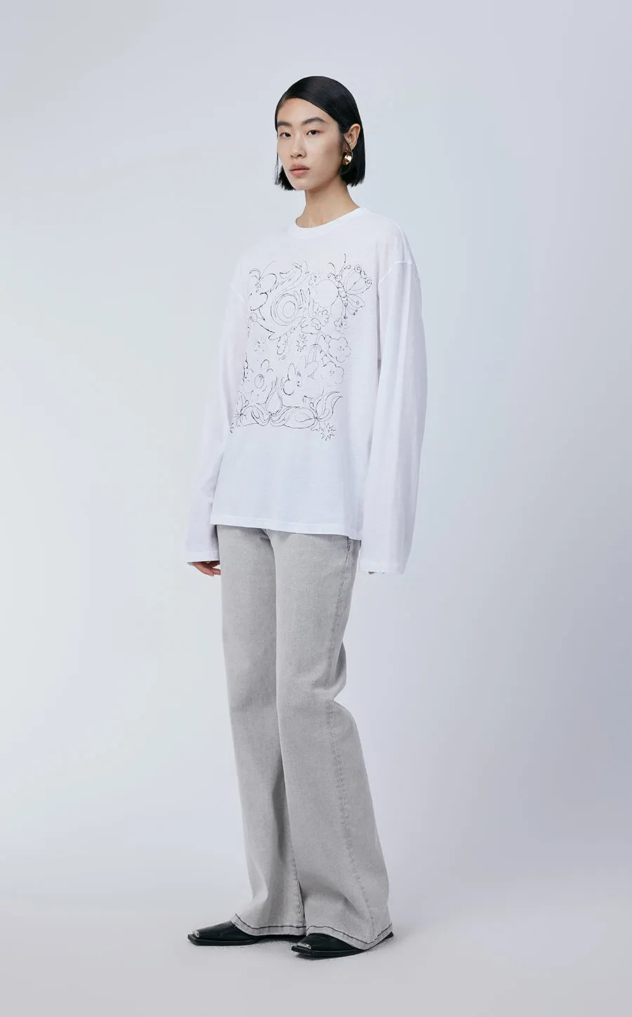 T-shirt / (ESG) JNBY Long-sleeve T-shirt in Floral Pattern