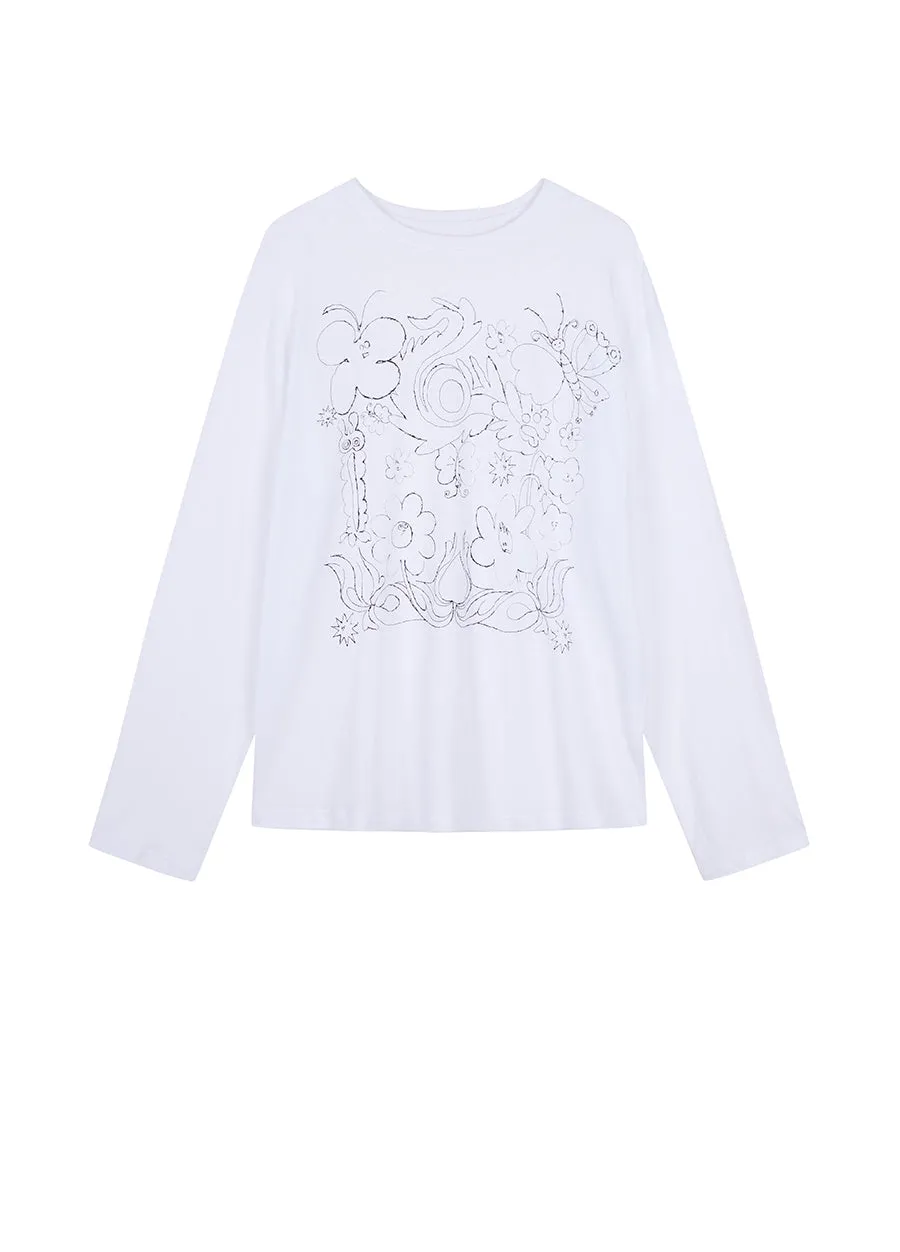T-shirt / (ESG) JNBY Long-sleeve T-shirt in Floral Pattern