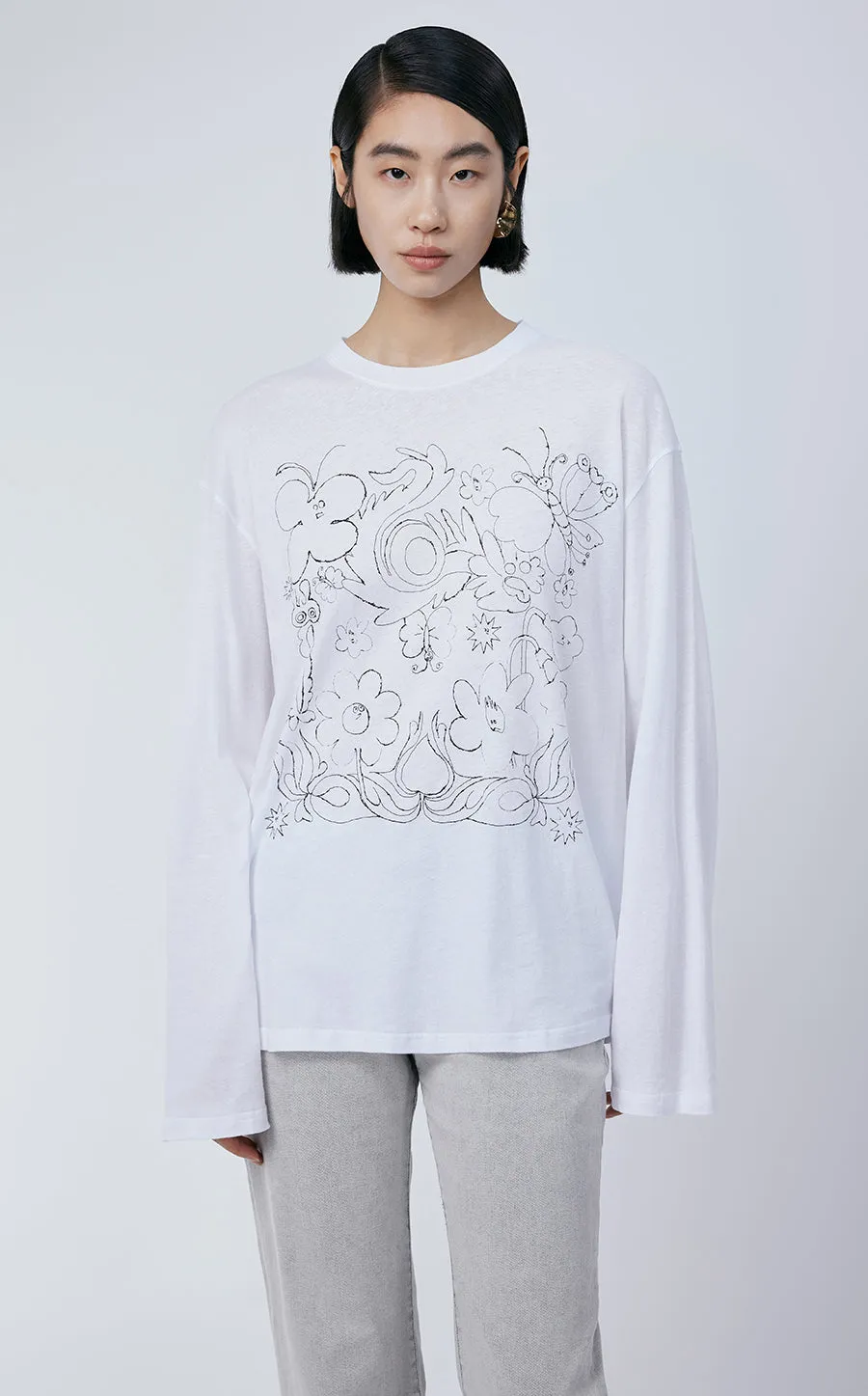 T-shirt / (ESG) JNBY Long-sleeve T-shirt in Floral Pattern