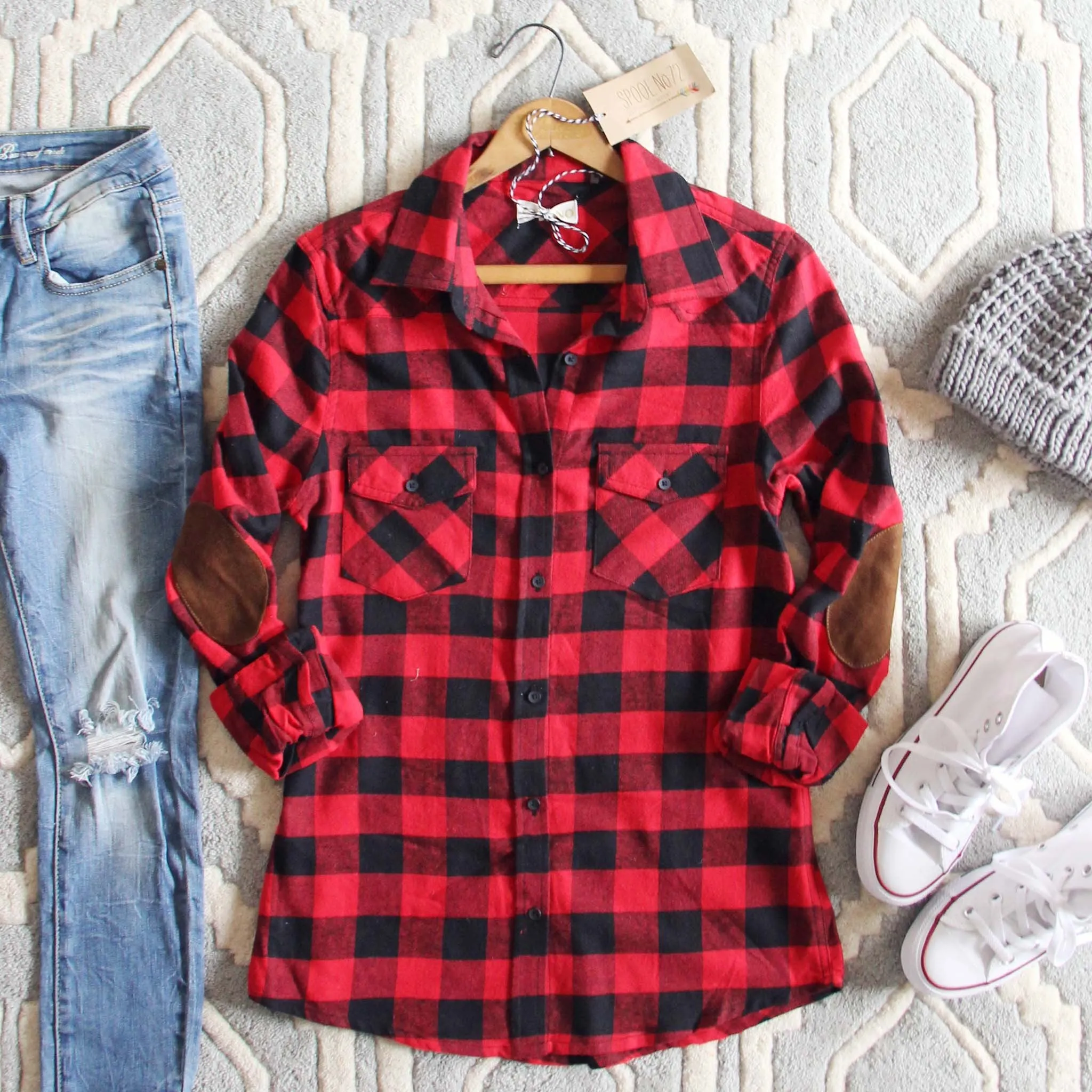 The Patches & Plaid Flannel in Red
