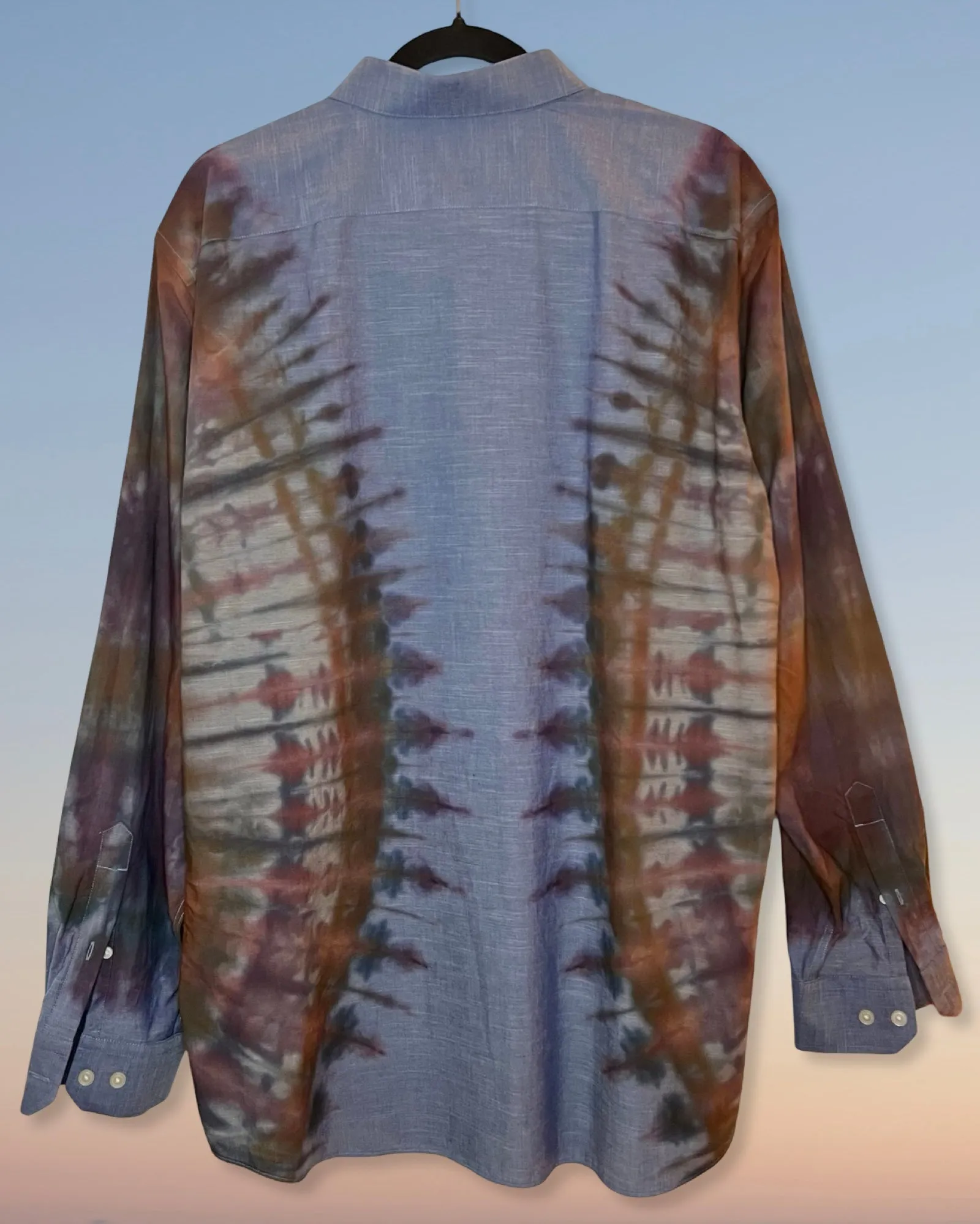 Tie Dye Long Sleeve Button Up Shirt - XL