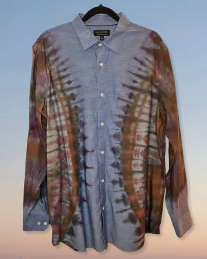 Tie Dye Long Sleeve Button Up Shirt - XL