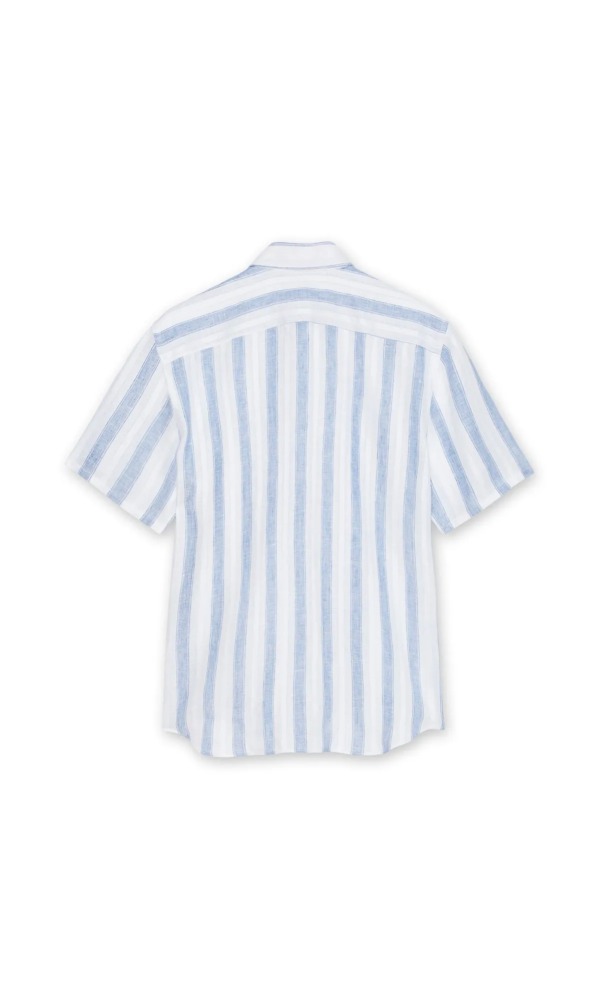 TONAL GEOMETRIC EMBROIDERED SHORT SLEEVE LINEN SHIRT - FULL WHITE