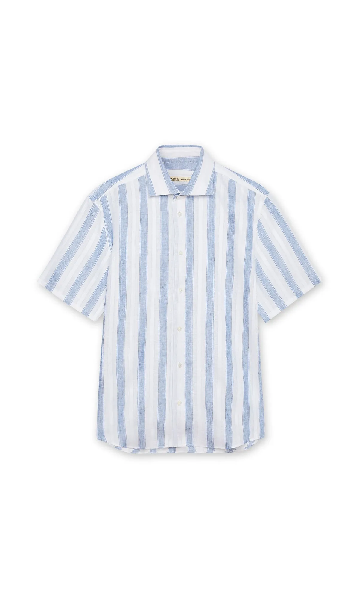 TONAL GEOMETRIC EMBROIDERED SHORT SLEEVE LINEN SHIRT - FULL WHITE