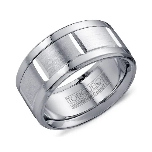 Torque (10.5mm) Cobalt and 14K White Gold Mens Wedding Band