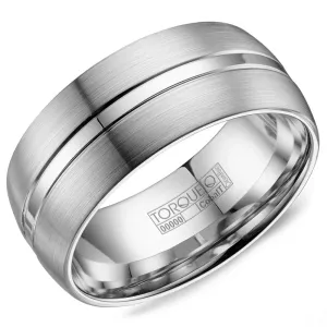 Torque Cobalt Collection 8MM Wedding Band with Brushed Finish & High Polished Inlay CB-8005