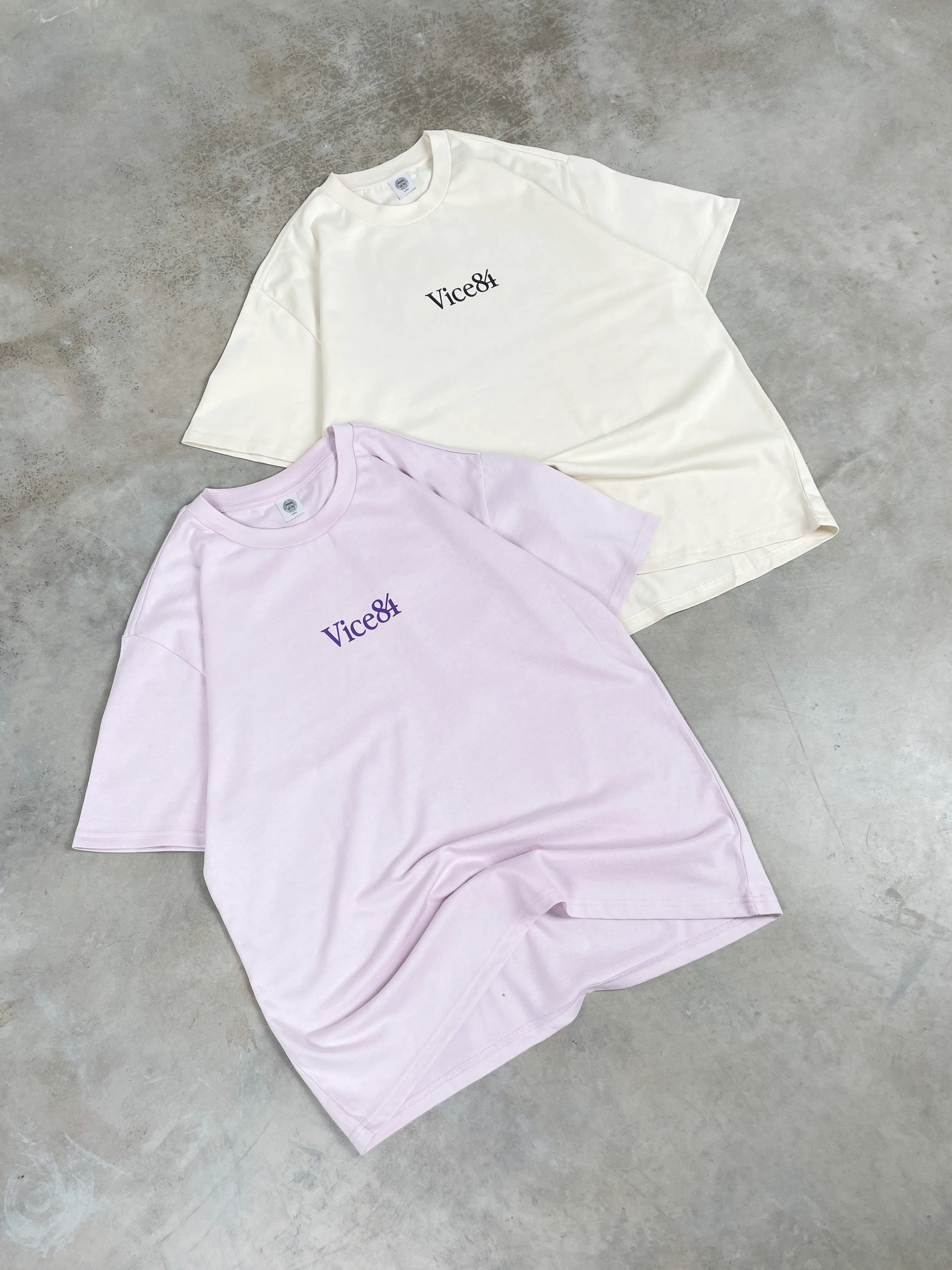 Vice 84 Premium Heavy Tee Twinpack - Ecru/Orchid