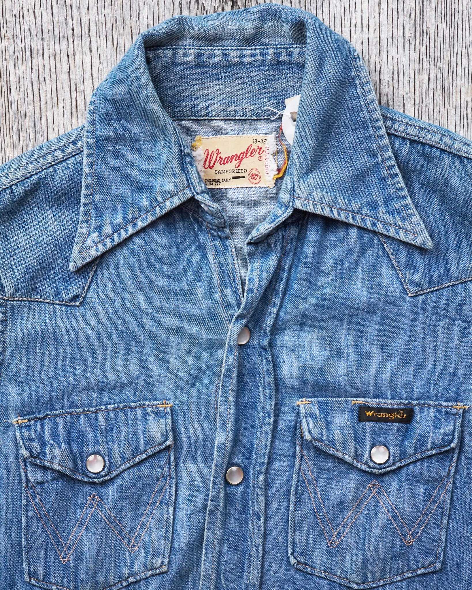 Vintage 70's Wrangler Sanforized Denim Shirt Womens XS