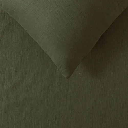 Vintage Design Olive French Linen Quilt Cover Set