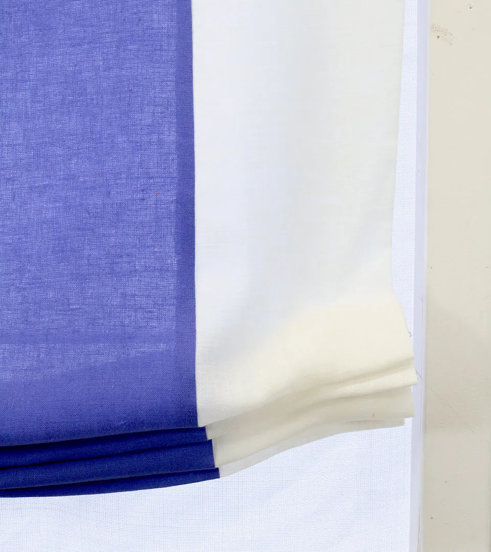 White Blue 2 Color Combo Linen Relaxed Roman Shade/CL1010