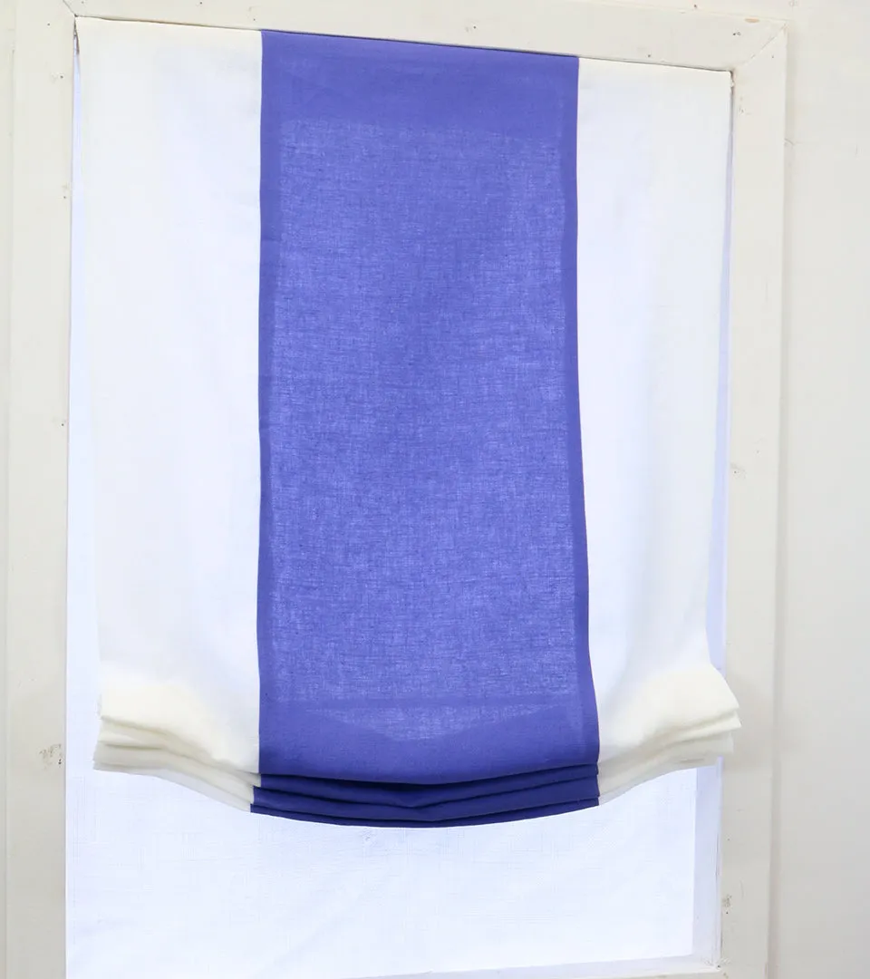 White Blue 2 Color Combo Linen Relaxed Roman Shade/CL1010