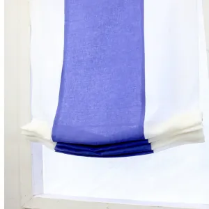 White Blue 2 Color Combo Linen Relaxed Roman Shade/CL1010