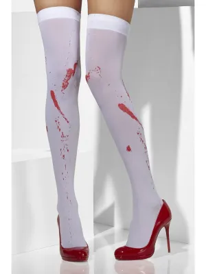 White Opaque Hold-Ups with Blood Stained Print