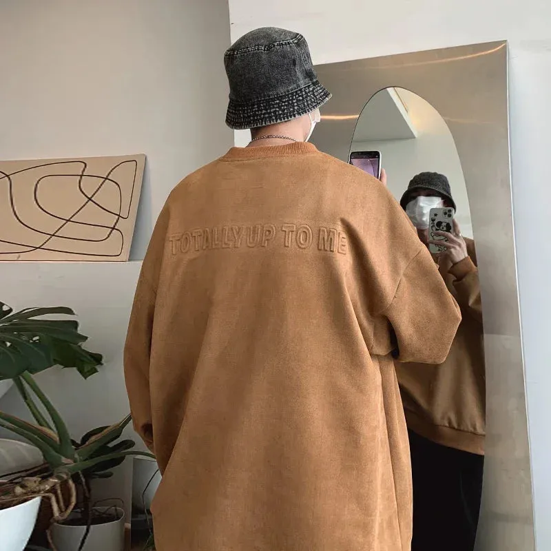 Wiaofellas  -  Spring Men's Swetshirts Letter Print Loose Pullovers Korean Style Round Neck Tops Hip Hop Streetwear Drop Shoulder Hoodies