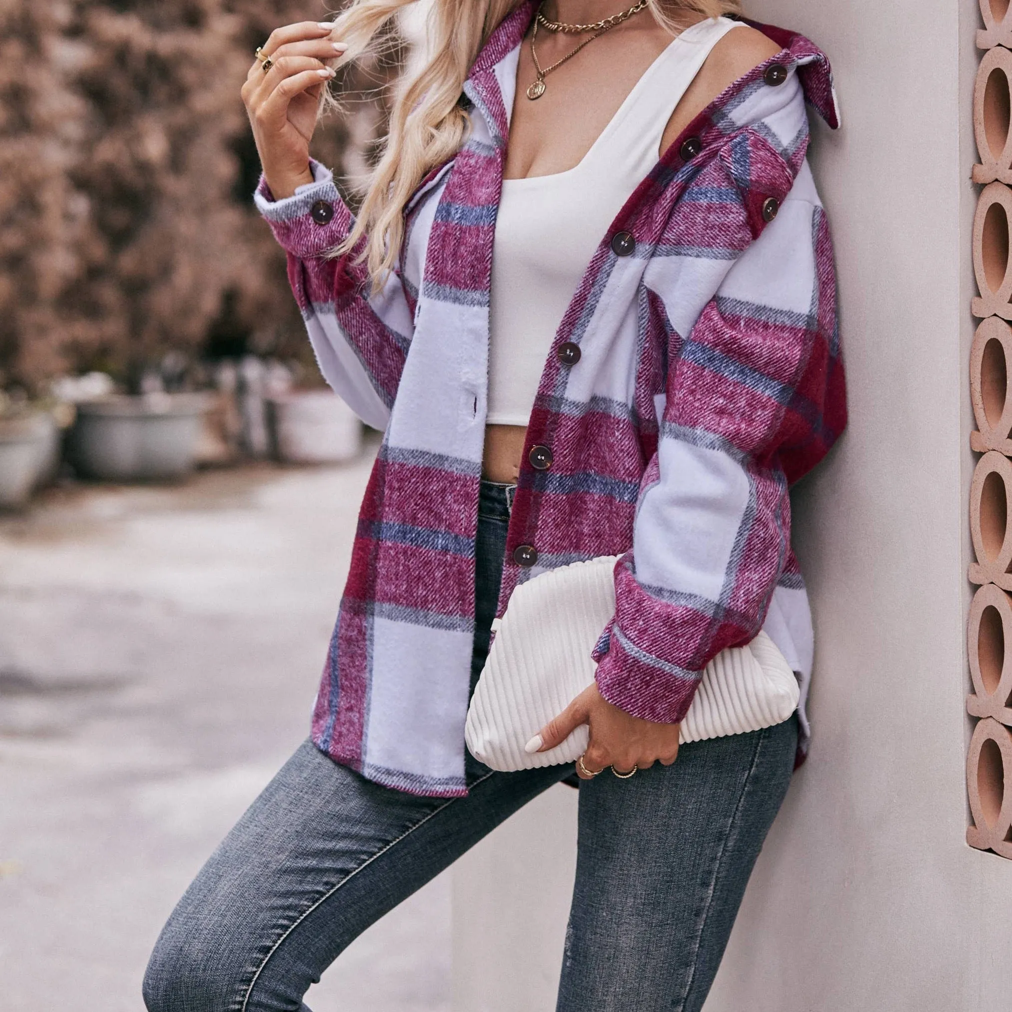 Wine Down Time Plaid Flannel Shacket