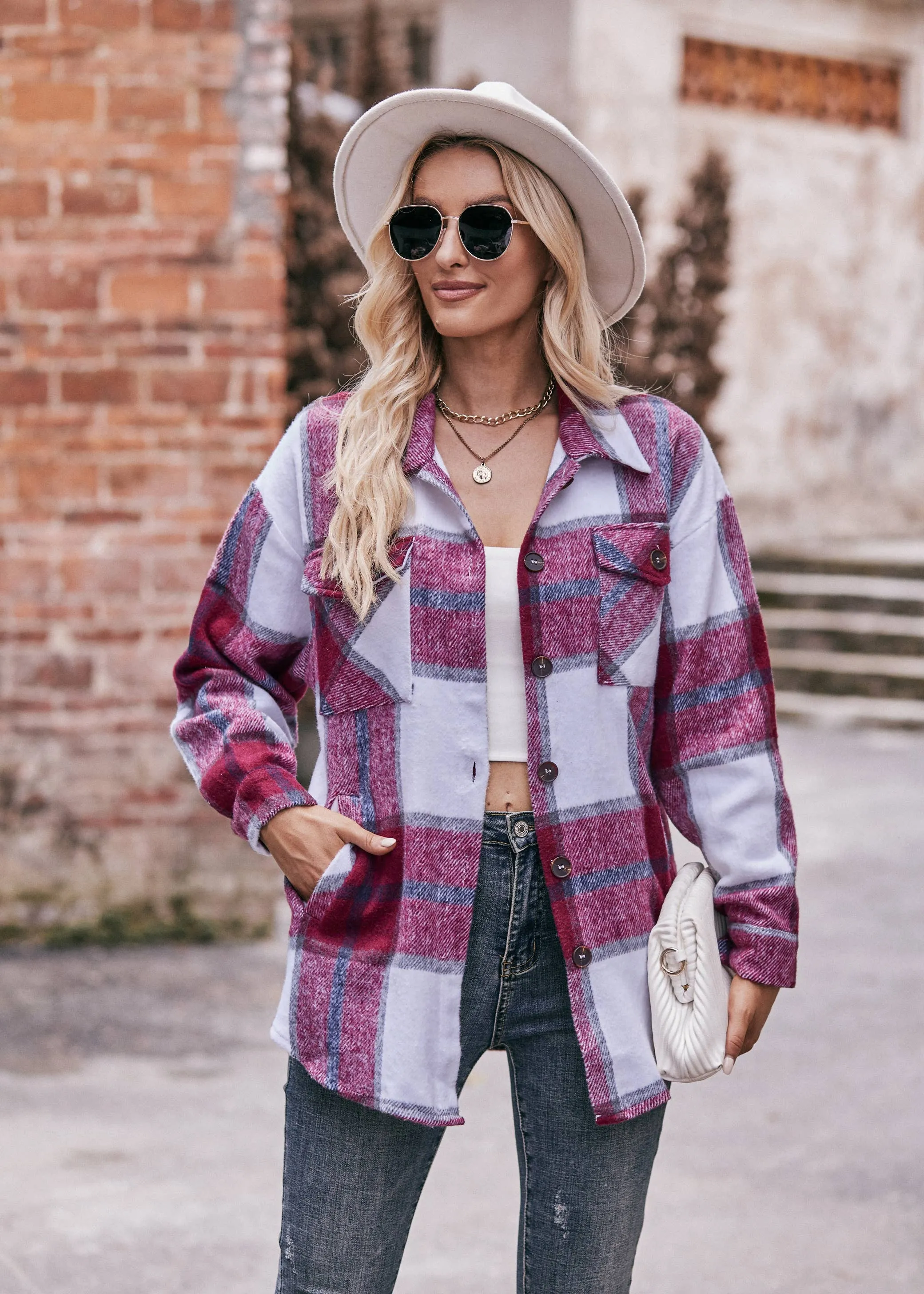 Wine Down Time Plaid Flannel Shacket