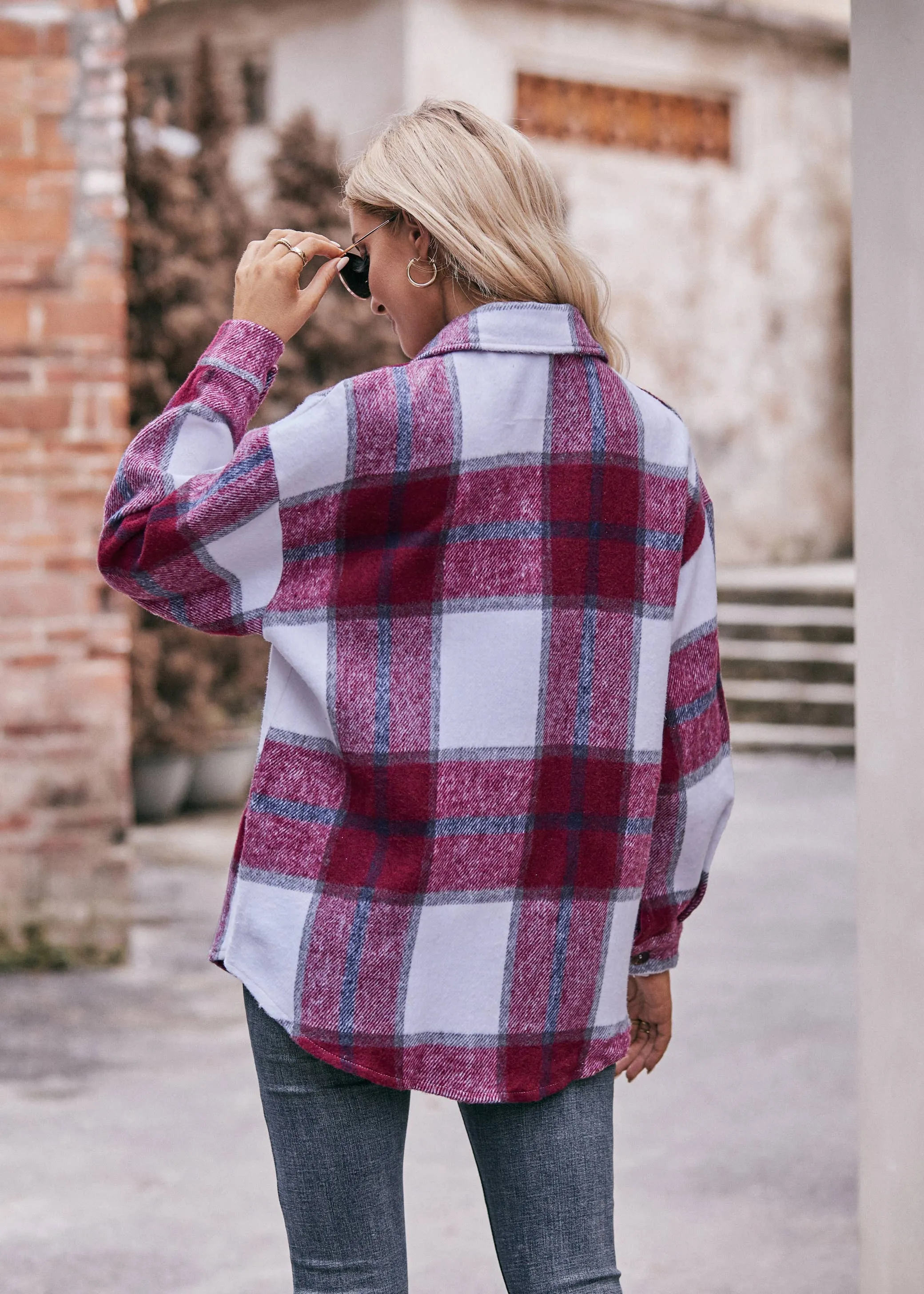 Wine Down Time Plaid Flannel Shacket