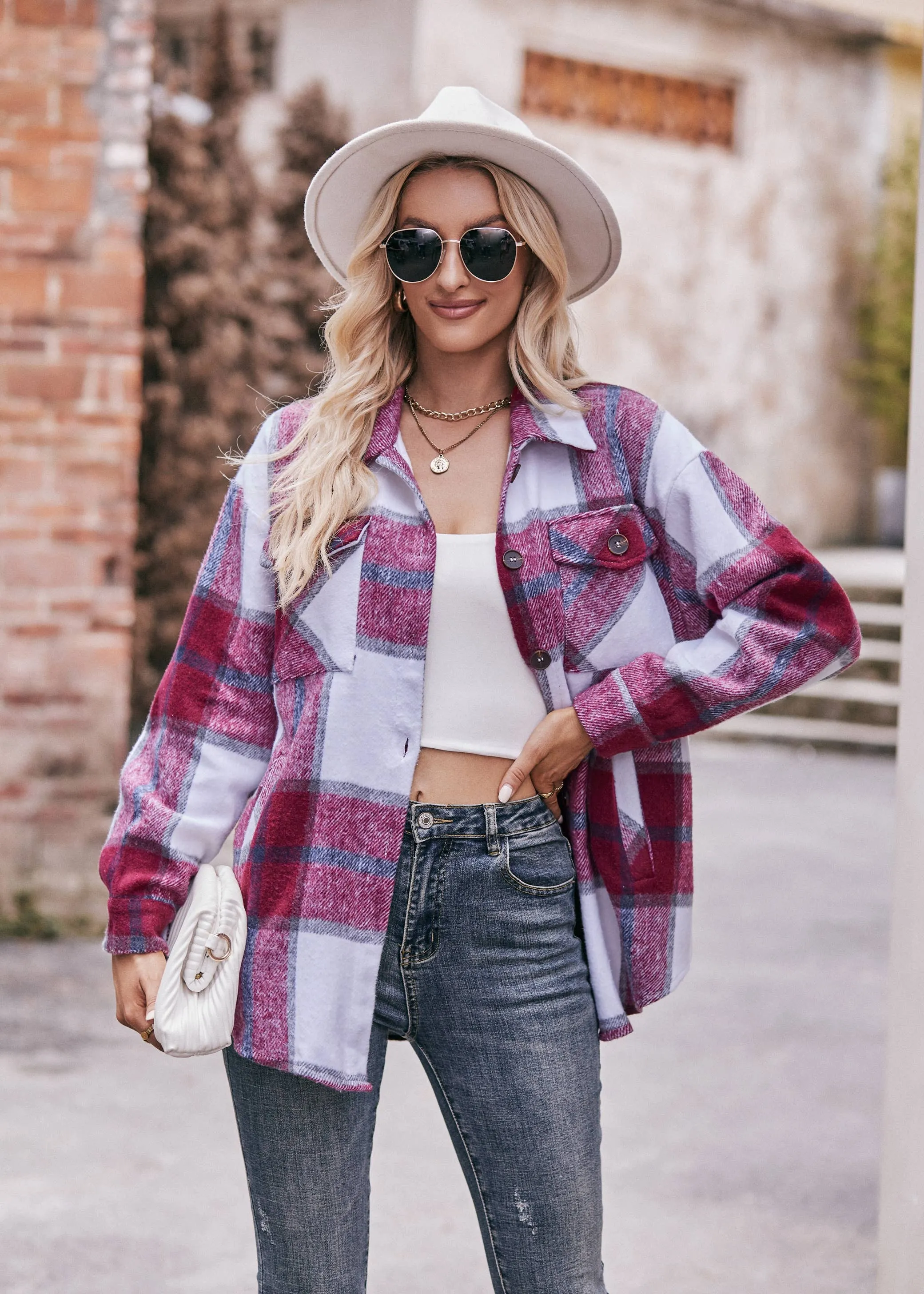 Wine Down Time Plaid Flannel Shacket