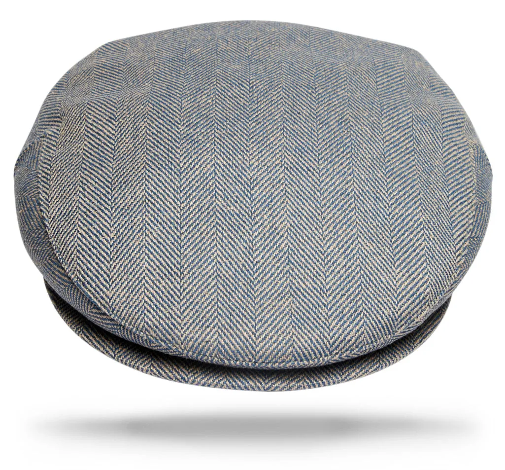 Wool|Silk|Linen Ivy Cap blue Herringbone