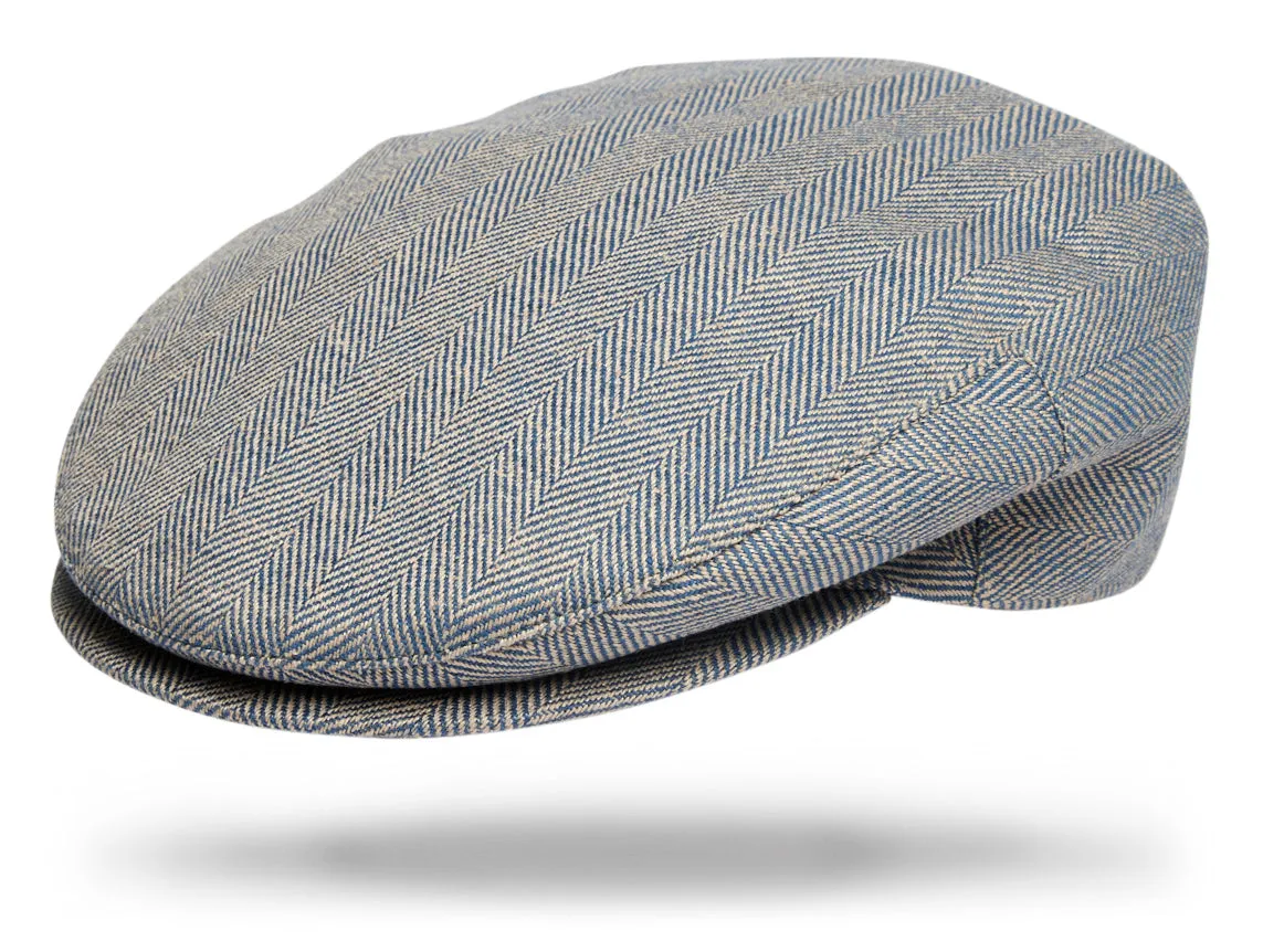 Wool|Silk|Linen Ivy Cap blue Herringbone
