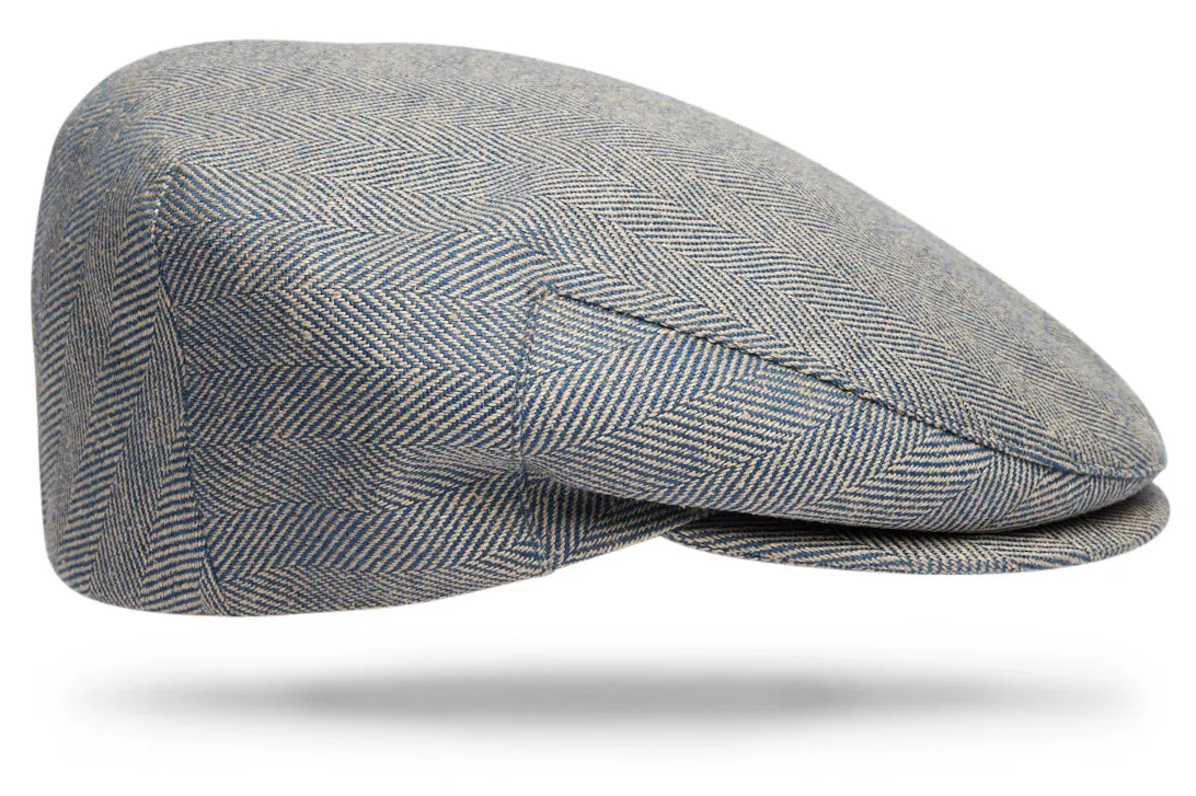 Wool|Silk|Linen Ivy Cap blue Herringbone