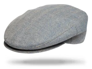 Wool|Silk|Linen Ivy Cap blue Herringbone