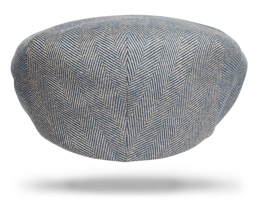 Wool|Silk|Linen Ivy Cap blue Herringbone
