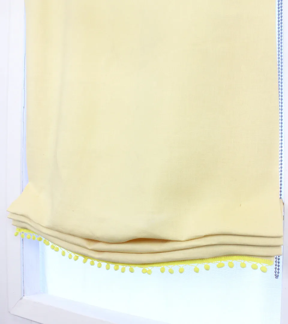 Yellow Linen Relaxed Shade with Yellow Pom Pom